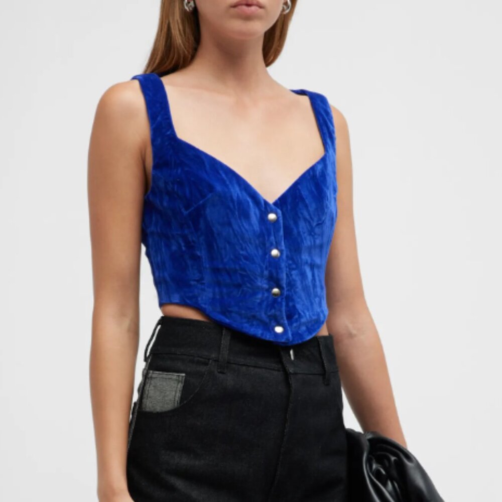 Elleme Paris Sold Out Blue Velvet Corset Top